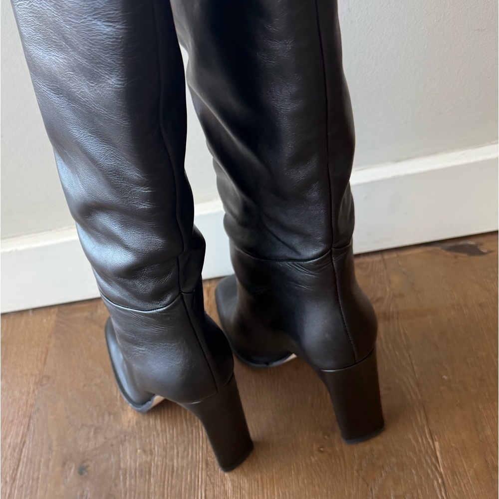 Tamara Mellon Black Leather Over the Knee Boots- size 38 - Picture 5 of 12
